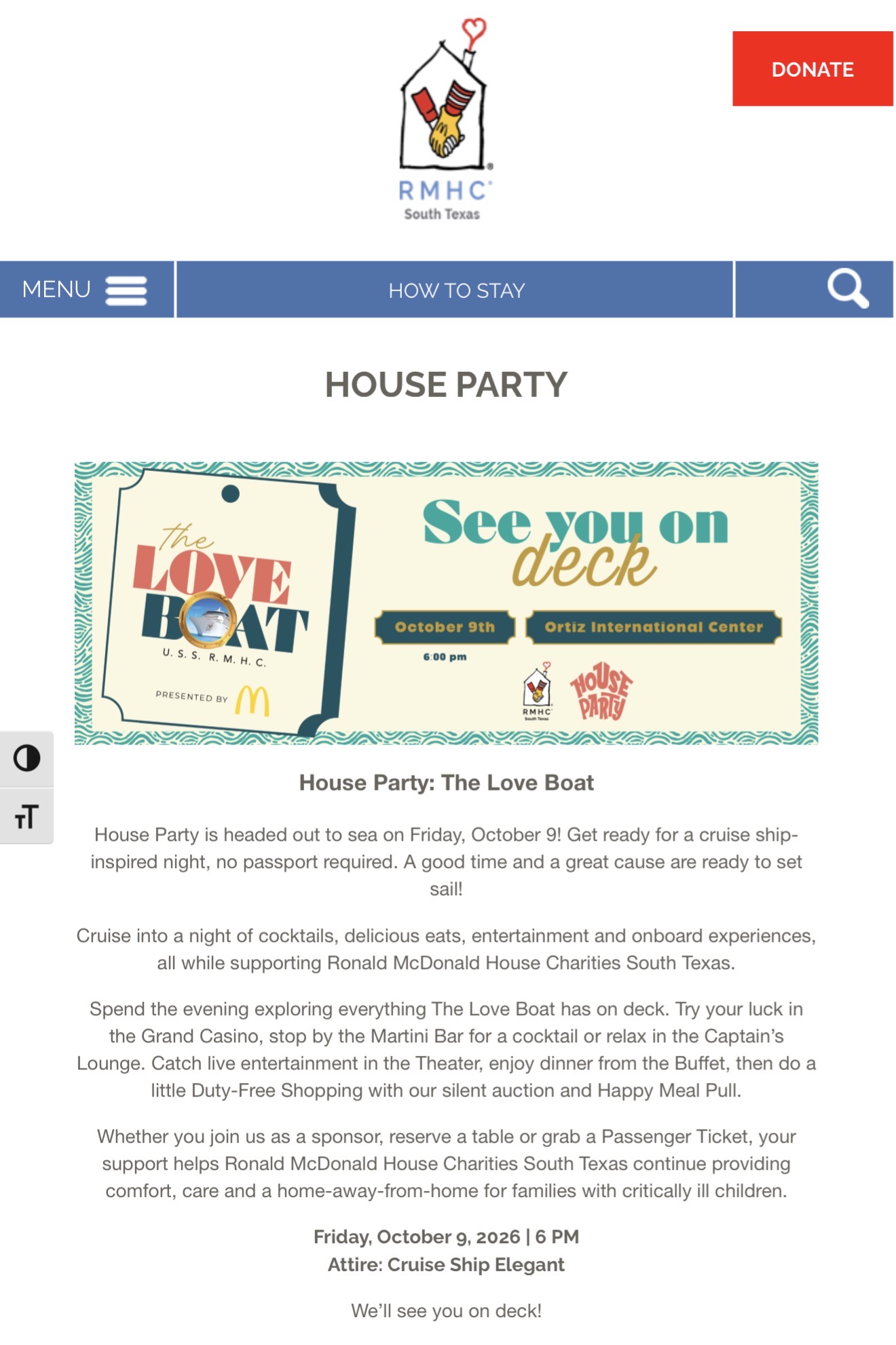 RMCH - THE LOVE BOAT - HOUSE PARTY event flyer